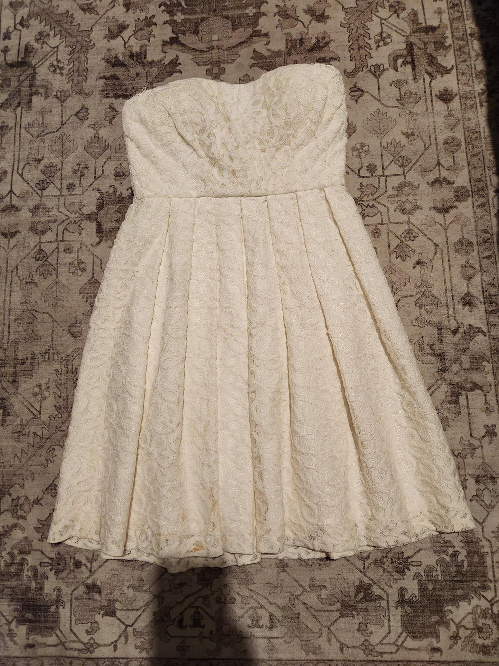 Donna Morgan Strapless Lace Party Dress in Cream